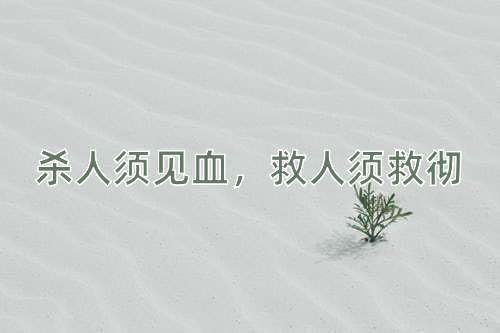 成语杀人须见血，救人须救彻