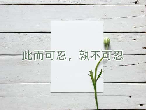 成语此而可忍，孰不可忍