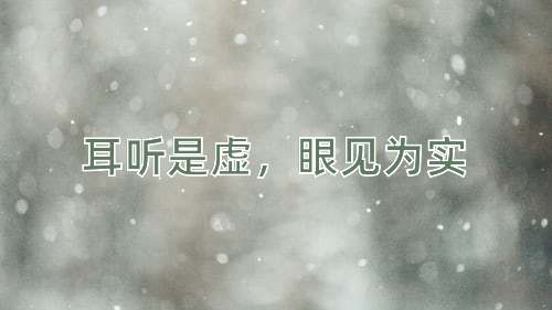 成语耳听是虚，眼见为实