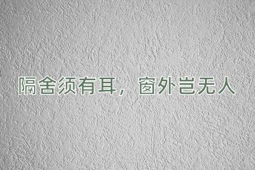 成语隔舍须有耳，窗外岂无人