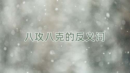 八攻八克的反义词