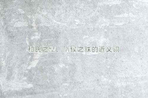 和氏之璧，隋侯之珠的近义词