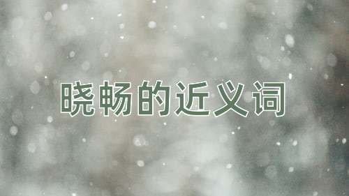 晓畅的近义词